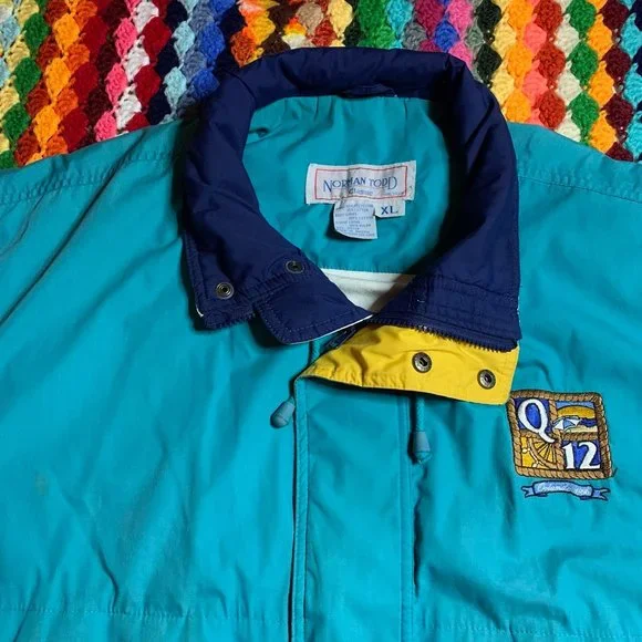 Vintage 1995 Orlando Q12 Embroidered Colorblock Oversized Windbreaker w/… - Picture 9 of 14